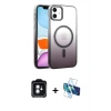 MARSİLYAN™- iPhone 11 Kılıf Ahenk Doku Özel Seri - Siyah 3D Antistatik Cam Ekran Koruyucu + PVD Metal Kamera Lens - YL