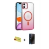 MARSİLYAN™- iPhone 11 Kılıf Ahenk Doku Özel Seri - Siyah 3D Antistatik Hayalet Cam Ekran Koruyucu + Rainbow Kamera Lens Koruma Cam - KI