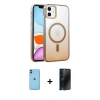 MARSİLYAN™- iPhone 11 Kılıf Ahenk Doku Özel Seri - Siyah 3D Antistatik Hayalet Cam Ekran Koruyucu + Neon Fosforlu Kamera Lens - MI