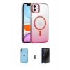 MARSİLYAN™- iPhone 11 Kılıf Ahenk Doku Özel Seri - Siyah 3D Antistatik Hayalet Cam Ekran Koruyucu + Neon Fosforlu Kamera Lens - MI