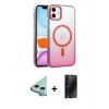 MARSİLYAN™- iPhone 11 Kılıf Ahenk Doku Özel Seri - Siyah 3D Antistatik Hayalet Cam Ekran Koruyucu + Raze Metal Kamera Lens - MI