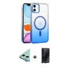 MARSİLYAN™- iPhone 11 Kılıf Ahenk Doku Özel Seri - Siyah 3D Antistatik Hayalet Cam Ekran Koruyucu + Raze Metal Kamera Lens - MI