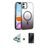 MARSİLYAN™- iPhone 11 Kılıf Ahenk Doku Özel Seri - Siyah 3D Antistatik Hayalet Cam Ekran Koruyucu + Raze Metal Kamera Lens - MI