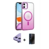 MARSİLYAN™- iPhone 11 Kılıf Ahenk Doku Özel Seri - Siyah 3D Antistatik Hayalet Cam Ekran Koruyucu + Raze Metal Kamera Lens - MR