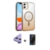 MARSİLYAN™- iPhone 11 Kılıf Ahenk Doku Özel Seri - Siyah 3D Antistatik Hayalet Cam Ekran Koruyucu + Raze Metal Kamera Lens - MR