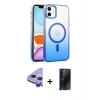 MARSİLYAN™- iPhone 11 Kılıf Ahenk Doku Özel Seri - Siyah 3D Antistatik Hayalet Cam Ekran Koruyucu + Raze Metal Kamera Lens - MR