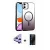 MARSİLYAN™- iPhone 11 Kılıf Ahenk Doku Özel Seri - Siyah 3D Antistatik Hayalet Cam Ekran Koruyucu + Raze Metal Kamera Lens - MR