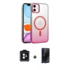 MARSİLYAN™- iPhone 11 Kılıf Ahenk Doku Özel Seri - Siyah 3D Antistatik Hayalet Cam Ekran Koruyucu + PVD Metal Kamera Lens - SH