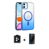 MARSİLYAN™- iPhone 11 Kılıf Ahenk Doku Özel Seri - Siyah 3D Antistatik Hayalet Cam Ekran Koruyucu + PVD Metal Kamera Lens - SH
