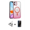 MARSİLYAN™- iPhone 11 Kılıf Ahenk Doku Özel Seri - Siyah 3D Antistatik Hayalet Cam Ekran Koruyucu + Raze Metal Kamera Lens - GS