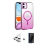 MARSİLYAN™- iPhone 11 Kılıf Ahenk Doku Özel Seri - Siyah 3D Antistatik Hayalet Cam Ekran Koruyucu + Raze Metal Kamera Lens - GS