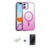 MARSİLYAN™- iPhone 11 Kılıf Ahenk Doku Özel Seri - Siyah 3D Antistatik Hayalet Cam Ekran Koruyucu + Renkli Kamera Lens Koruma Cam - SI