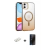 MARSİLYAN™- iPhone 11 Kılıf Ahenk Doku Özel Seri - Siyah 3D Antistatik Hayalet Cam Ekran Koruyucu + Renkli Kamera Lens Koruma Cam - SI
