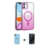 MARSİLYAN™- iPhone 11 Kılıf Ahenk Doku Özel Seri - Siyah 3D Antistatik Hayalet Cam Ekran Koruyucu + Neon Fosforlu Kamera Lens - TU