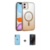 MARSİLYAN™- iPhone 11 Kılıf Ahenk Doku Özel Seri - Siyah 3D Antistatik Hayalet Cam Ekran Koruyucu + Neon Fosforlu Kamera Lens - TU