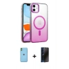 MARSİLYAN™- iPhone 11 Kılıf Ahenk Doku Özel Seri - Siyah 3D Antistatik Hayalet Cam Ekran Koruyucu + Neon Fosforlu Kamera Lens - YL