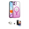 MARSİLYAN™- iPhone 11 Kılıf Ahenk Doku Özel Seri - Siyah 3D Antistatik Mat Seramik Nano Ekran Koruyucu + Pers Alüminyum Kamera Lens - GD