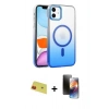 MARSİLYAN™- iPhone 11 Kılıf Ahenk Doku Özel Seri - Siyah 3D Antistatik Mat Seramik Nano Ekran Koruyucu + Rainbow Kamera Lens Koruma Cam - KI