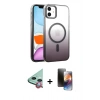 MARSİLYAN™- iPhone 11 Kılıf Ahenk Doku Özel Seri - Siyah 3D Antistatik Mat Seramik Nano Ekran Koruyucu + Raze Metal Kamera Lens - KI