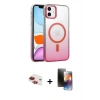 MARSİLYAN™- iPhone 11 Kılıf Ahenk Doku Özel Seri - Siyah 3D Antistatik Mat Seramik Nano Ekran Koruyucu + Pers Alüminyum Kamera Lens - KI