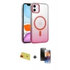 MARSİLYAN™- iPhone 11 Kılıf Ahenk Doku Özel Seri - Siyah 3D Antistatik Mat Seramik Nano Ekran Koruyucu + Rainbow Kamera Lens Koruma Cam - KI