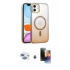 MARSİLYAN™- iPhone 11 Kılıf Ahenk Doku Özel Seri - Siyah 3D Antistatik Mat Seramik Nano Ekran Koruyucu + Pers Alüminyum Kamera Lens - GI