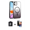 MARSİLYAN™- iPhone 11 Kılıf Ahenk Doku Özel Seri - Siyah 3D Antistatik Mat Seramik Nano Ekran Koruyucu + PVD Metal Kamera Lens - YL