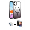 MARSİLYAN™- iPhone 11 Kılıf Ahenk Doku Özel Seri - Siyah 3D Antistatik Mat Seramik Nano Ekran Koruyucu + Pers Alüminyum Kamera Lens - GI