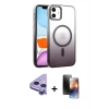 MARSİLYAN™- iPhone 11 Kılıf Ahenk Doku Özel Seri - Siyah 3D Antistatik Mat Seramik Nano Ekran Koruyucu + Raze Metal Kamera Lens - MR