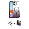 MARSİLYAN™- iPhone 11 Kılıf Ahenk Doku Özel Seri - Siyah 3D Antistatik Mat Seramik Nano Ekran Koruyucu + Raze Metal Kamera Lens - GS