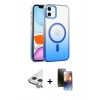 MARSİLYAN™- iPhone 11 Kılıf Ahenk Doku Özel Seri - Siyah 3D Antistatik Mat Seramik Nano Ekran Koruyucu + Raze Metal Kamera Lens - GS