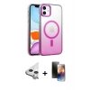 MARSİLYAN™- iPhone 11 Kılıf Ahenk Doku Özel Seri - Siyah 3D Antistatik Mat Seramik Nano Ekran Koruyucu + Raze Metal Kamera Lens - GS
