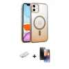 MARSİLYAN™- iPhone 11 Kılıf Ahenk Doku Özel Seri - Siyah 3D Antistatik Mat Seramik Nano Ekran Koruyucu + Renkli Kamera Lens Koruma Cam - SI