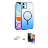 MARSİLYAN™- iPhone 11 Kılıf Ahenk Doku Özel Seri - Siyah 3D Antistatik Mat Seramik Nano Ekran Koruyucu + Renkli Kamera Lens Koruma Cam - YL