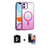 MARSİLYAN™- iPhone 11 Kılıf Ahenk Doku Özel Seri - Siyah 3D Antistatik Mat Seramik Nano Ekran Koruyucu + PVD Metal Kamera Lens - TU