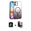 MARSİLYAN™- iPhone 11 Kılıf Ahenk Doku Özel Seri - Siyah 3D Antistatik Mat Seramik Nano Ekran Koruyucu + PVD Metal Kamera Lens - TU