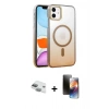 MARSİLYAN™- iPhone 11 Kılıf Ahenk Doku Özel Seri - Siyah 3D Antistatik Mat Seramik Nano Ekran Koruyucu + Pers Alüminyum Kamera Lens - YL