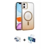 MARSİLYAN™- iPhone 11 Kılıf Ahenk Doku Özel Seri - Siyah 3D Antistatik Seramik Nano Ekran Koruyucu + Pers Alüminyum Kamera Lens - GI