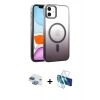 MARSİLYAN™- iPhone 11 Kılıf Ahenk Doku Özel Seri - Siyah 3D Antistatik Seramik Nano Ekran Koruyucu + Pers Alüminyum Kamera Lens - GI