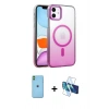 MARSİLYAN™- iPhone 11 Kılıf Ahenk Doku Özel Seri - Siyah 3D Antistatik Seramik Nano Ekran Koruyucu + Neon Fosforlu Kamera Lens - YL