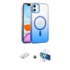MARSİLYAN™- iPhone 11 Kılıf Ahenk Doku Özel Seri - Siyah 3D Antistatik Seramik Nano Ekran Koruyucu + Pembe Renkli Kamera Lens Koruma Cam