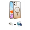 MARSİLYAN™- iPhone 11 Kılıf Ahenk Doku Özel Seri - Siyah 3D Antistatik Seramik Nano Ekran Koruyucu + Pers Alüminyum Kamera Lens - GD