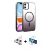 MARSİLYAN™- iPhone 11 Kılıf Ahenk Doku Özel Seri - Siyah 3D Antistatik Seramik Nano Ekran Koruyucu + Raze Metal Kamera Lens - GS