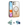 MARSİLYAN™- iPhone 11 Kılıf Ahenk Doku Özel Seri - Siyah 3D Antistatik Seramik Nano Ekran Koruyucu + Raze Metal Kamera Lens - MI