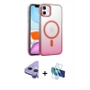 MARSİLYAN™- iPhone 11 Kılıf Ahenk Doku Özel Seri - Siyah 3D Antistatik Seramik Nano Ekran Koruyucu + Raze Metal Kamera Lens - MR