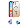 MARSİLYAN™- iPhone 11 Kılıf Ahenk Doku Özel Seri - Siyah 3D Antistatik Seramik Nano Ekran Koruyucu + Raze Metal Kamera Lens - MR