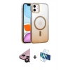 MARSİLYAN™- iPhone 11 Kılıf Ahenk Doku Özel Seri - Siyah 3D Antistatik Seramik Nano Ekran Koruyucu + Raze Metal Kamera Lens - SH