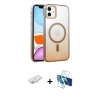 MARSİLYAN™- iPhone 11 Kılıf Ahenk Doku Özel Seri - Siyah 3D Antistatik Seramik Nano Ekran Koruyucu + Renkli Kamera Lens Koruma Cam - SI
