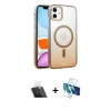 MARSİLYAN™- iPhone 11 Kılıf Ahenk Doku Özel Seri - Siyah 3D Antistatik Seramik Nano Ekran Koruyucu + Şeffaf Kamera Lens Koruma Cam