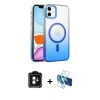 MARSİLYAN™- iPhone 11 Kılıf Ahenk Doku Özel Seri - Siyah 3D Antistatik Seramik Nano Ekran Koruyucu + Yeşil PVD Metal Kamera Lens